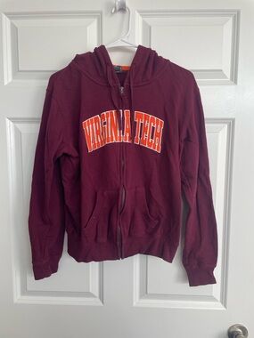 Stadium Athletics Maroon and Orange Zip Hoodie